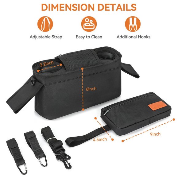 Burbeenye Universal and Adjustable Stroller Organizer Bag for Baby Essentials - Picture 6 of 7